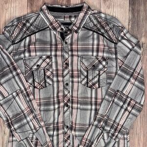 Buckle Black Baton Rouge Stretch Shirt Men’s Large Snap Button Athletic Fit